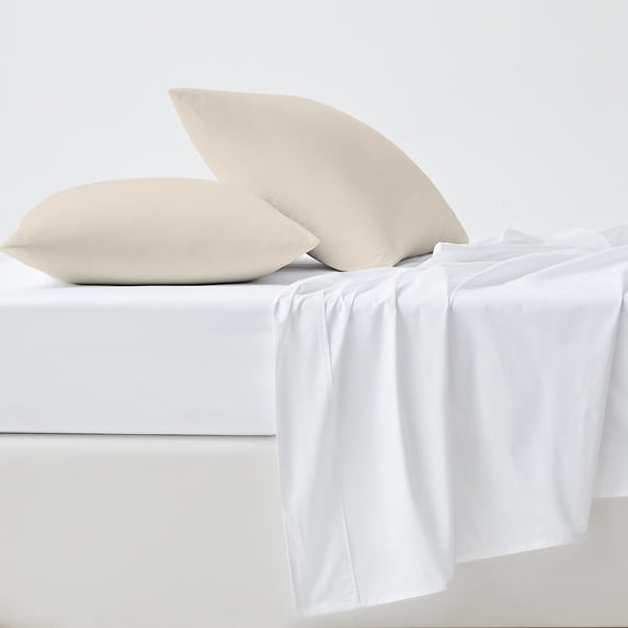 Purity Home 100% Cotton Standard Ivory Percale Pillowcases, 400 Thread Count Breathable, Super Soft, Cool & Crisp 2-Piece Set