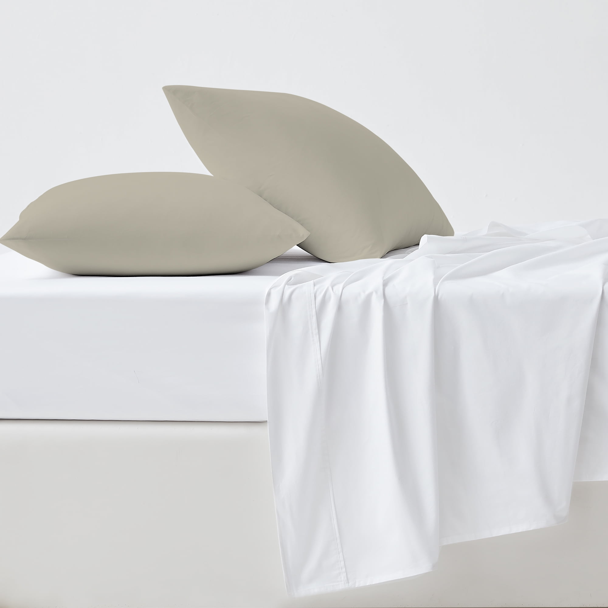 Tan Cotton Percale Standard Pillowcase Set