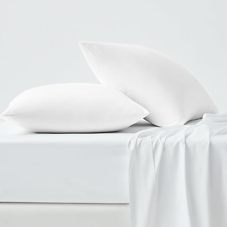 100% Cotton Standard Pillowcase, 300 Thread Count Wrinkle Resistant, Quick Dry, Soft & Smooth 2-Piece Set Arctic White by Color Sense