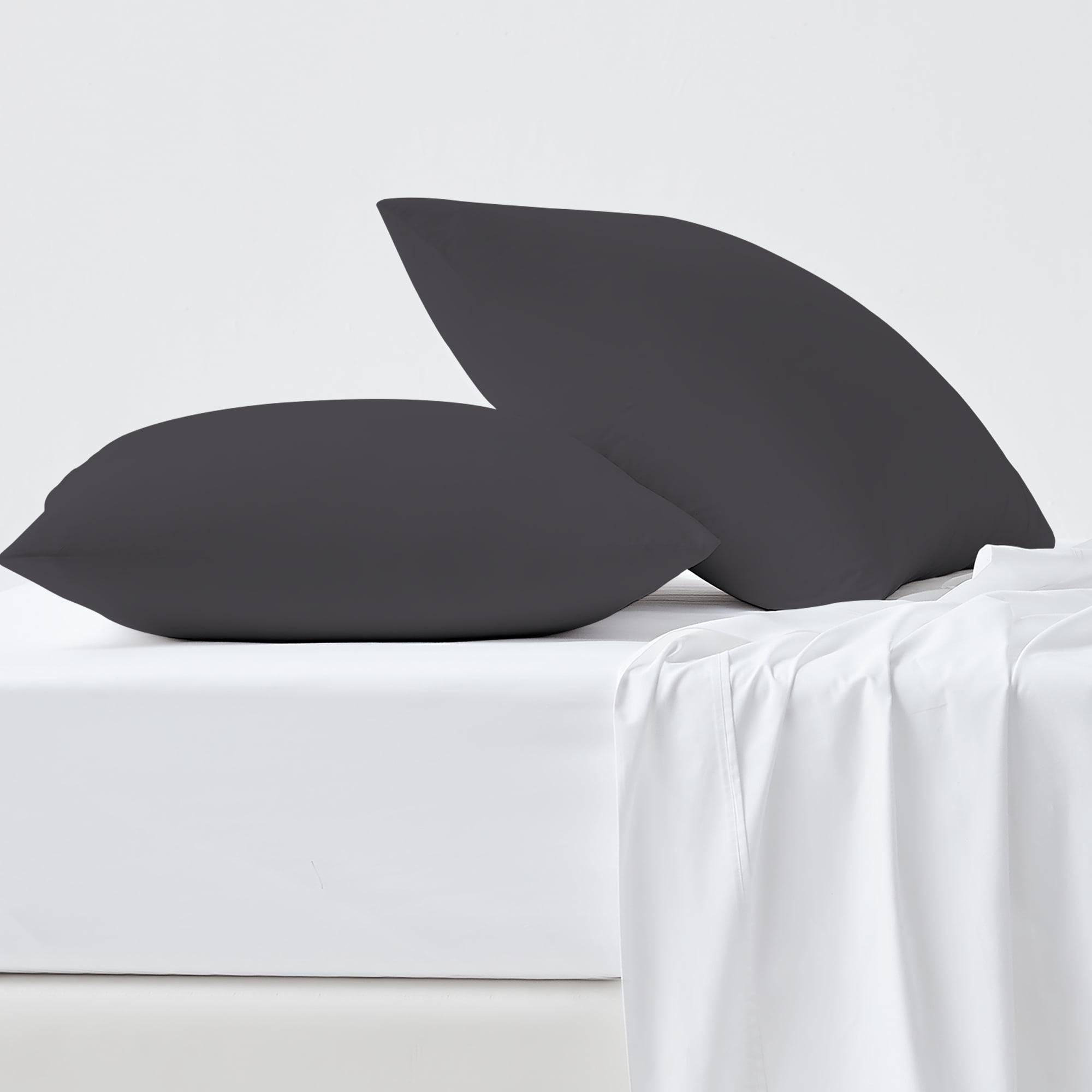 Dark Gray Cotton Standard Pillowcase Set
