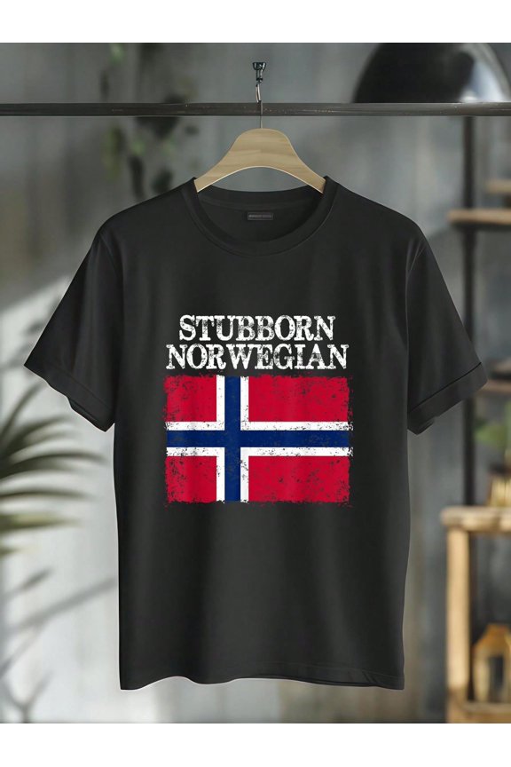 100% Cotton Stubborn Norwegian Norway Flag Vintage T-Shirt