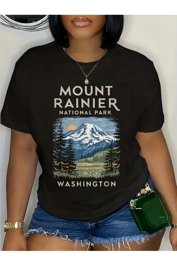 100% Cotton Stunning Mount Rainier National Park Scenic T-Shirt