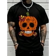 thumbnail image 1 of 100% Cotton Sugar Skull Pumpkin Mexican Halloween Dia De Los Muertos T-Shirt Street Hip-Hop Style Men's T-Shirt, 1 of 7