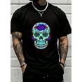 thumbnail image 1 of 100% Cotton Sugar Skull T-Shirt - Halloween Day Of The Dead Skull Shirt T-Shirt Summer Men For Top, 1 of 7
