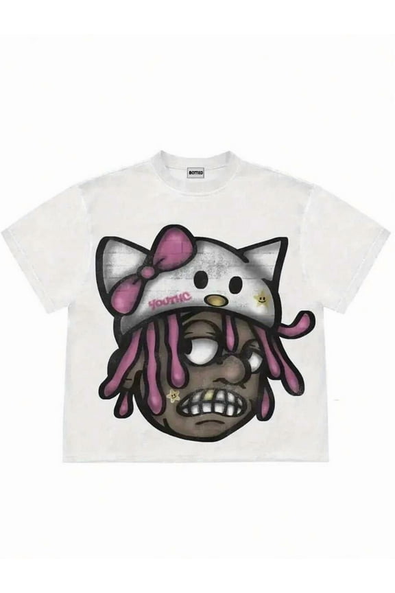 [100% Cotton Summer Street Tee] Y2K Style Print Tee Shirt, Tees For Men,  Comfortable And Energetic Summer Street Style Short Sleeved T-Shirt, Cool Design Retro Summer Men's Daily Wear T-Shirt