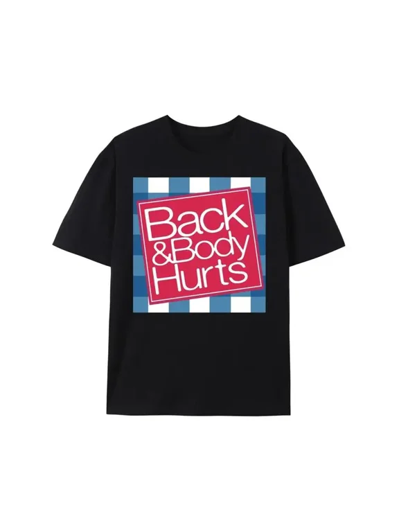 100% Cotton Summer T-shirt elaxed Fit Graphic T Shirt for Men - Casual Short Sleeve Tee with Funny 'Back And Body Hurts' Print for Summer, Spring Golf Gift T-Shirt For Men and Women