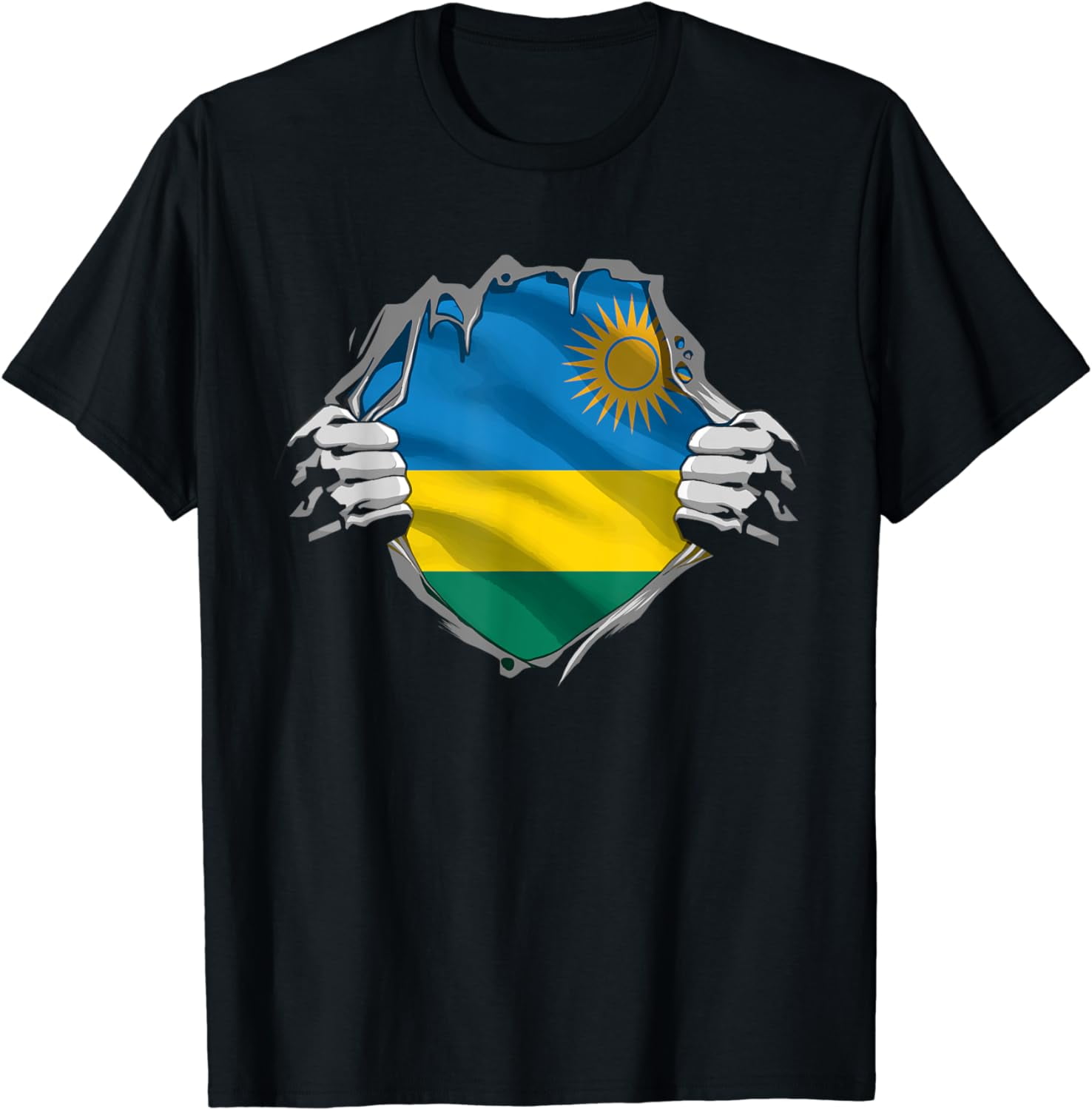 100 Cotton Super Rwandan Heritage Proud Rwanda Roots Flag TShirt