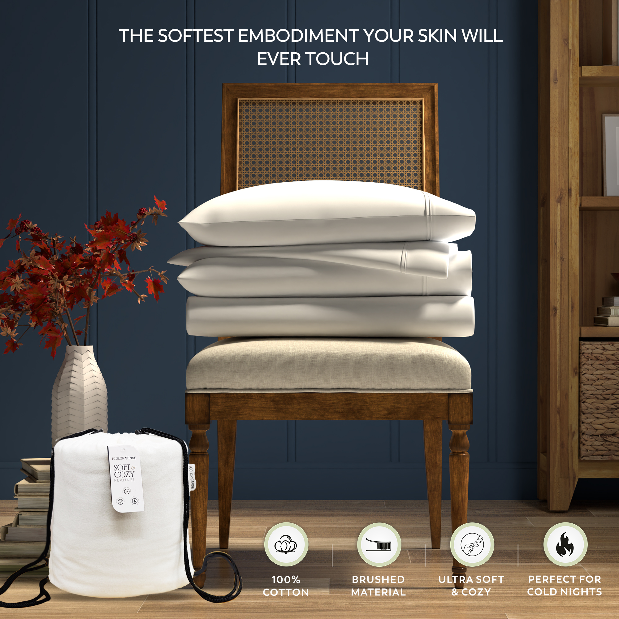 Luxury FULL 100 Cotton 4 Piece Flannel Sheets Set Deep Pocket Warm