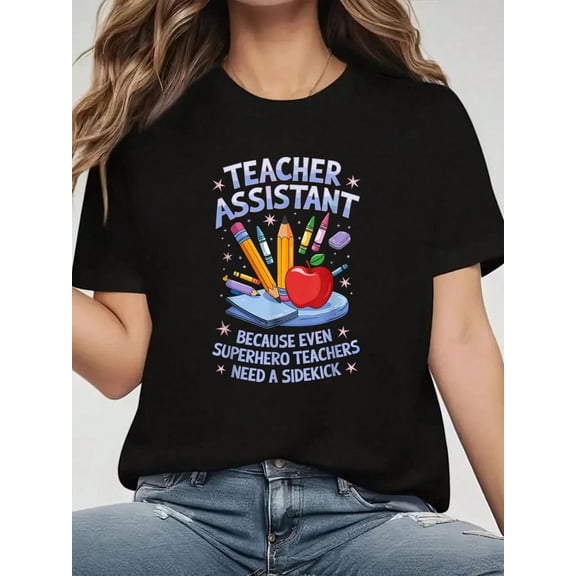 100% Cotton Superhero Sidekick Teaching Teach School Teacher Assistant T-Shirt