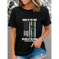 thumbnail image 1 of 100% Cotton Support Military American Flag Thin Green Line Veterans Gift T-Shirt, 1 of 4