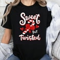 thumbnail image 1 of 100% Cotton Sweet But Twisted Candy Cane Christmas Shirt Women Holiday Funny T-Shirt Christmas Gift For Her Christmas Outfit, 1 of 5