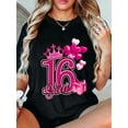 thumbnail image 1 of 100% Cotton Sweet Six Pink 16 Year Birthday T-Shirt, 1 of 4