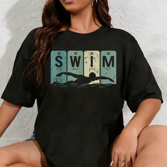 100% Cotton Swim Funny Swimmer Shirt Men Women Teens Boys Girls T-Shirt