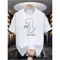 thumbnail image 1 of 100% Cotton T-Shirt for Men and Women, Casual Crew Neck Short Sleeve Tee with Cute Dinosaur Tea-Rex Print, Soft Comfortable All-Season Top, Casual Wear Tee|Playful Print Tee|Soft Fabric Tee, 1 of 1