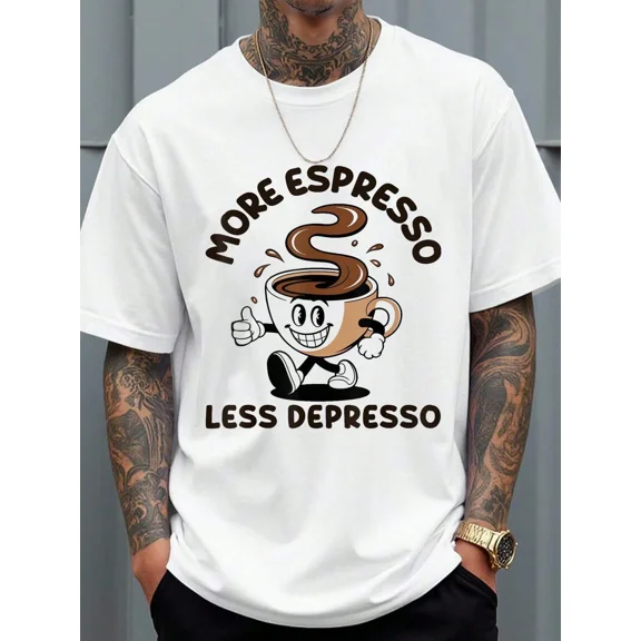 100% Cotton T Shirts More Espresso Less T-Shirt Men Shirts