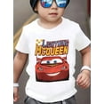 thumbnail image 1 of 100% Cotton T-shirt Suitable for Vacation Wear, Fashionable and Comfortable Short Sleeved in Summer, Suitable for Both Boys and Girls, "Cars 4" Lightning McQueen Cartoon Printed T-shirt, 1 of 6