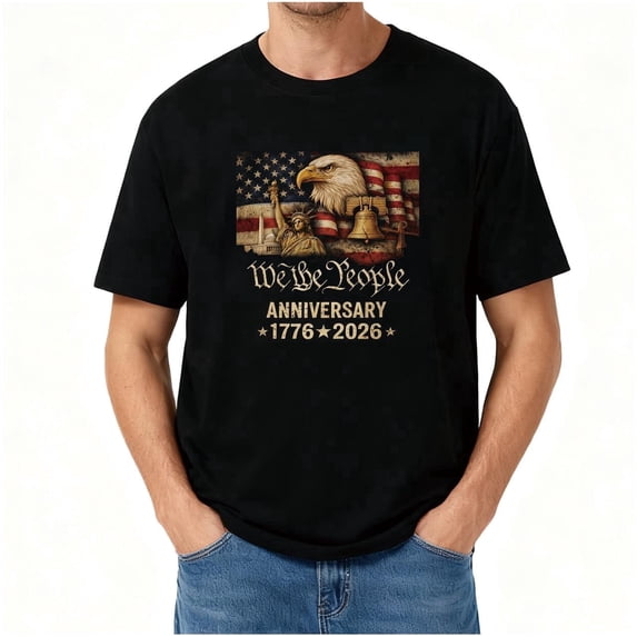 100% Cotton TShirt Black Retro USA 250th Anniversary Shirts for Celebrate 250th Anniversary of America 250 Years Patriotic T-Shirts for Men