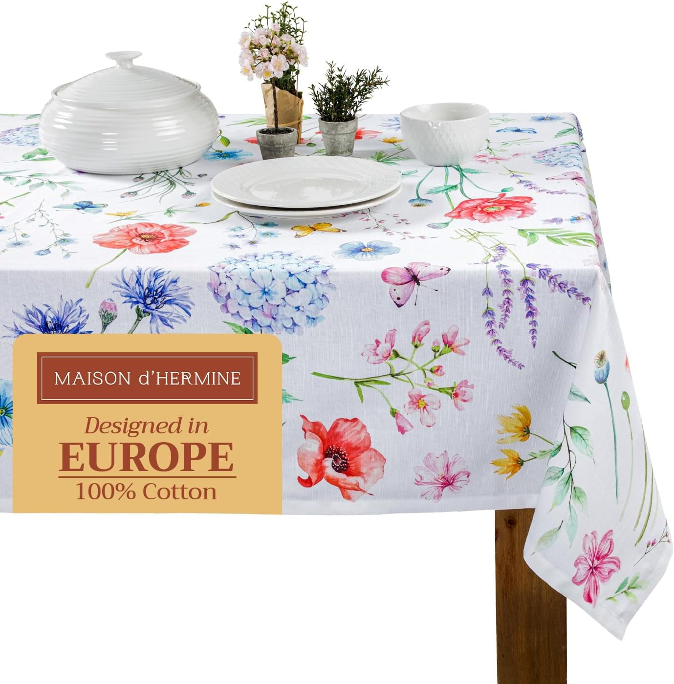100% Cotton Table Cover - 54"x54" Square Decorative Tablecloth - Just ...