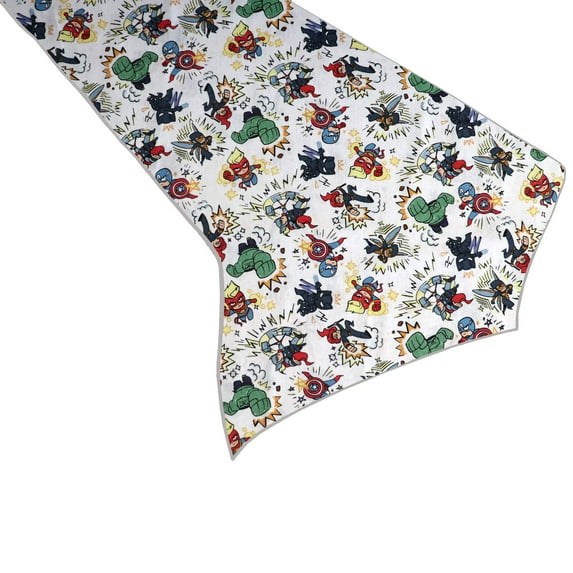 100% Cotton Table Runner Birthday / Event Decoration Marvel Avengers Cartoon Heroes in Action