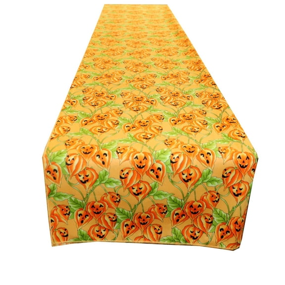 100% Cotton Table Runner Halloween / Event Decoration Spooky Pumpkins Orange Orange