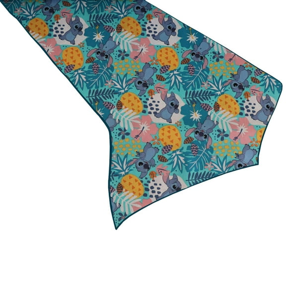100% Cotton Table Runner Table Runner Birthday / Event Decoration Lilo and Stitch Floral Tropical Dark Blue