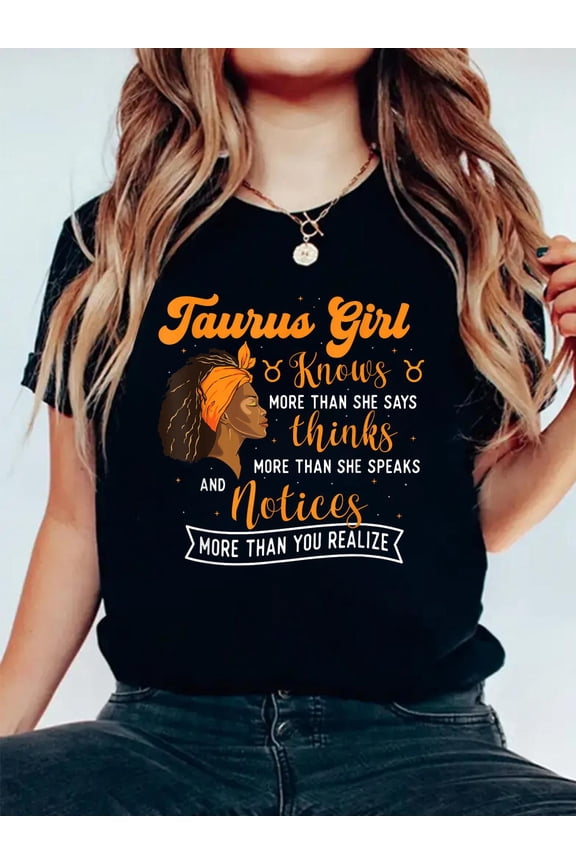 100% Cotton Taurus Girl - Astrology Astrologer Zodiac Sign Horoscope T-Shirt Women's Graphic Tee Casual Tops