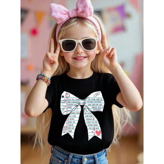 100% Cotton Teacher Life Coquette Bow Back To School First Day Of School Kid T-Shirt Graphic T-shirts for boys and girls