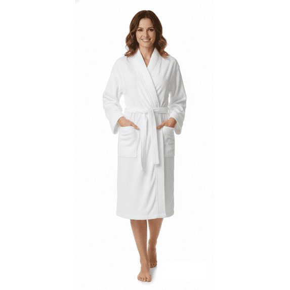 100% Cotton Terry Cloth Bathrobe Unisex | Men Women 48 x 63 Bath Robe Plush | Kimono | Spa, Sauna, Shower