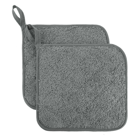 100% Cotton Terry Cloth Pot Holder Set, Kitchen Hot Pad Cooking and Baking Set, 2-Pack