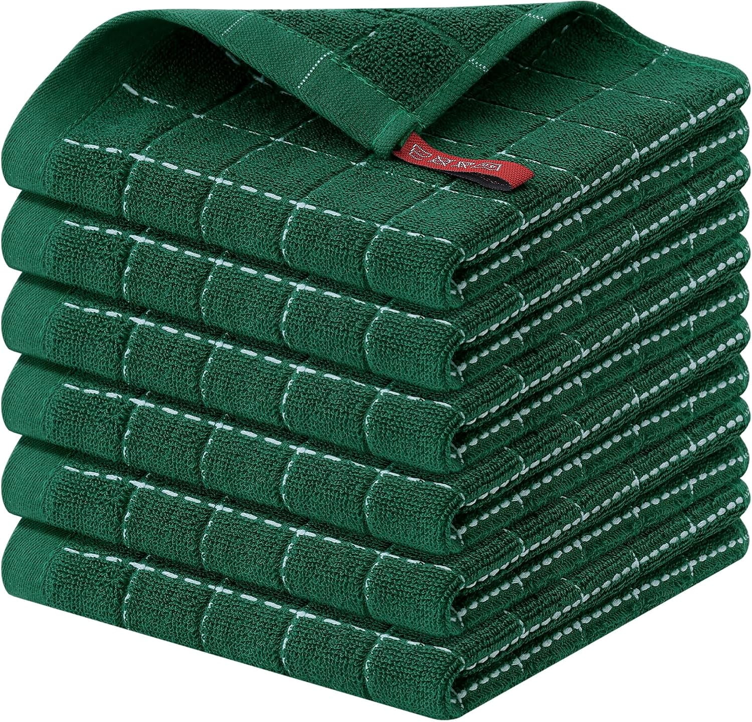 100% Cotton Terry Kitchen Dish Cloths, 6 Pack, Dark Green - Walmart.com