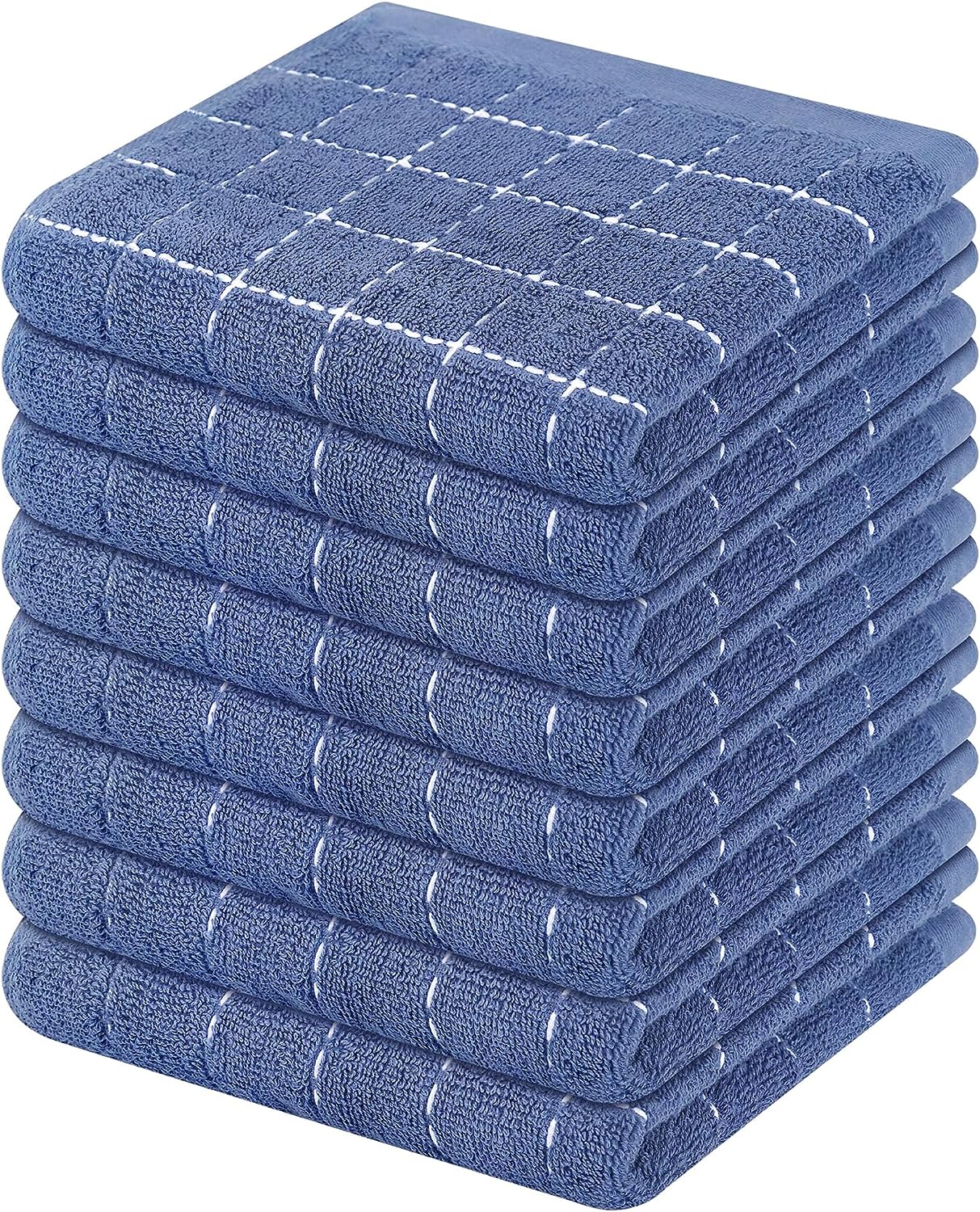 100 Cotton Terry Kitchen Towels, 16 x 26 Inches, Checkered Designed