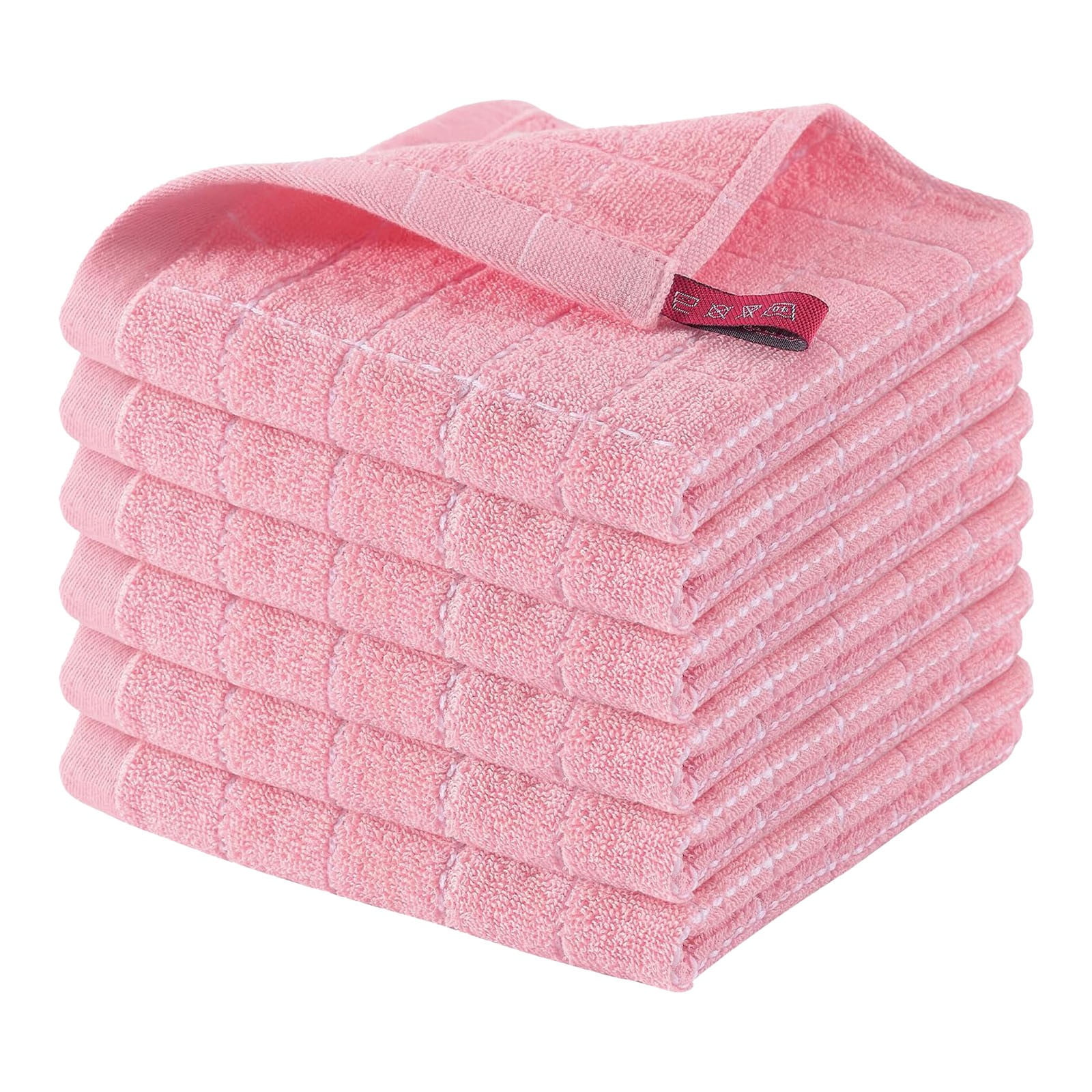 Pink. Shop Rags 100% Cotton Terry Kitchen Towels(Pink, 12 x 12 inches), Checkered ...