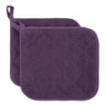 thumbnail image 1 of 100% Cotton Terry Pot Holder Pack of 2 for Kitchen Everyday Basic Heat Resistant Coaster Potholder for Cooking and Baking Premium - Purple, 1 of 9