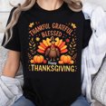 thumbnail image 1 of 100% Cotton Thankful Grateful Blessed Happy Thanksgiving Turkey Pumpkin Autumn Festival Shirt for Women Men Family Holiday Wear, 1 of 5