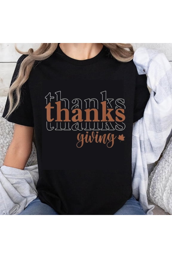 100% Cotton Thanksgiving Shirt Women Cute Thanks Giving T-Shirt Fall Festival Graphic Tee Autumn Seasonal Top Casual Wear