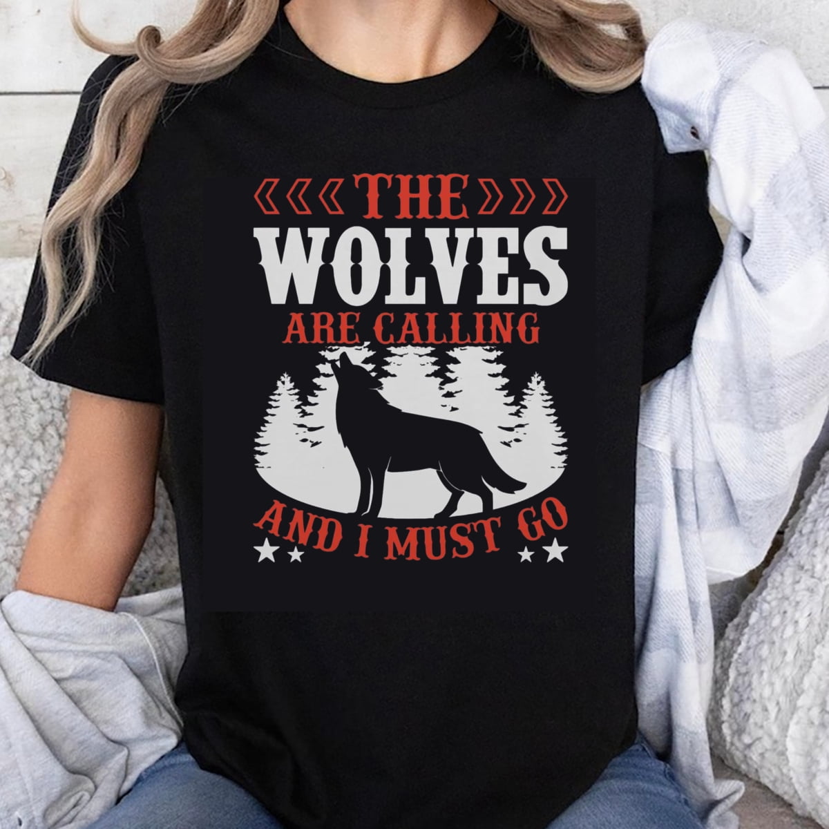 100% Cotton The Wolves Are Calling And I Must Go Wolf Lover T-Shirt ...
