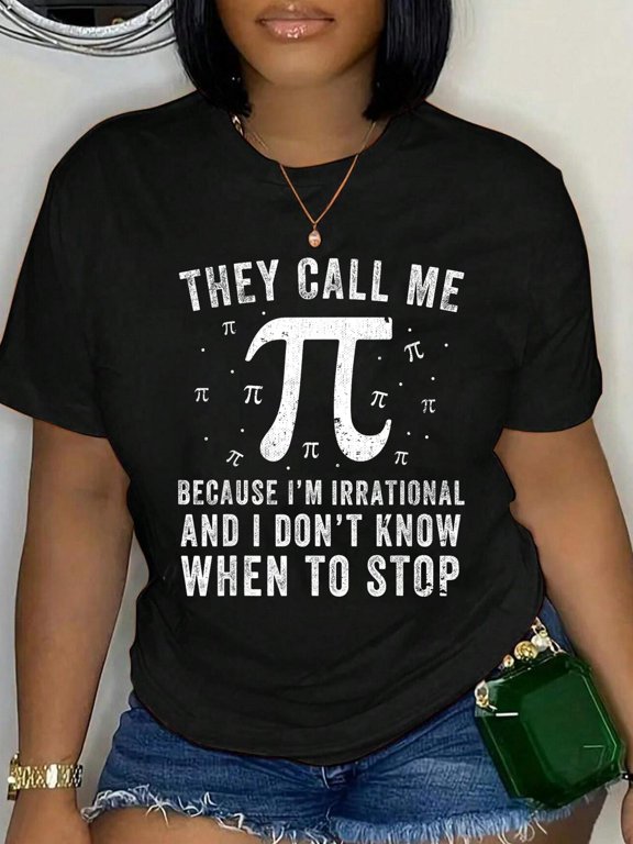 Cotton They Call Me Pi Symbol Pi Day Cute Funny Groovy T-Shirt Women's Graphic Tee Casual Tops