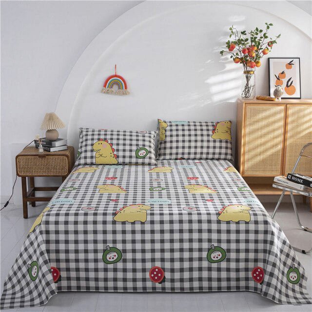 100 Cotton Thicken Bed Sheet with Pillowcase Printed Double Top King