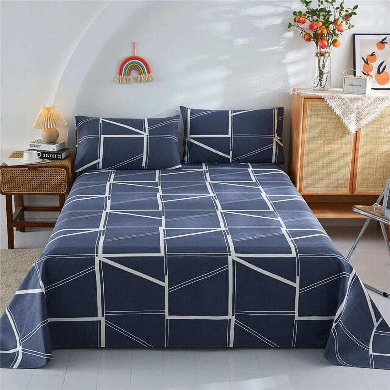 100 Cotton Thicken Bed Sheet with Pillowcase Printed Double Top King