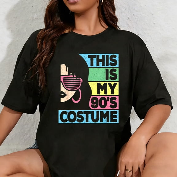 100% Cotton This is My 90's Costume Women 1990s 90s Outfit Disco Party T-Shirt