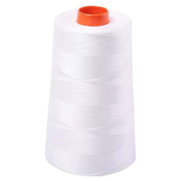 100% Cotton Thread 6452 Yard Cone - Natural White 50 Wt - Quilting, Piecing, Applique & Embroidery - Long Staple Sewing Thread for Machine & Hand Use