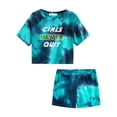 thumbnail image 1 of Topgal 100% Cotton Tie Dye Crop Top & Shorts Clothes Set Outfit for Big Girls Size 10, 1 of 5