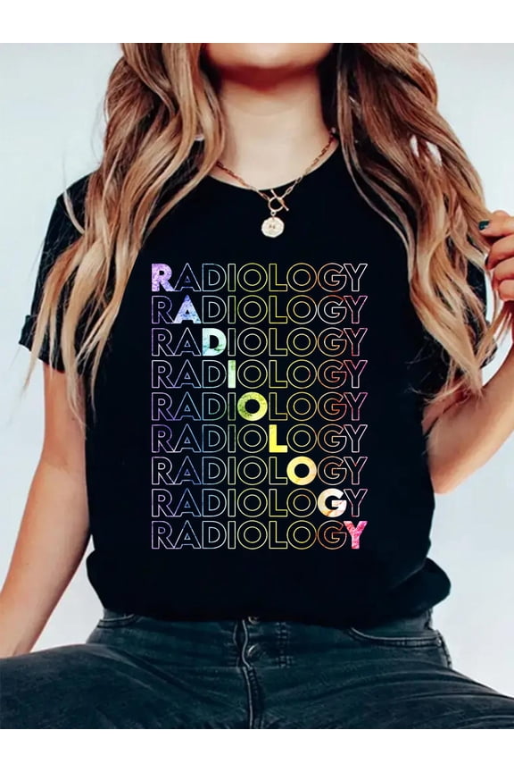 100% Cotton Tie Dye Radiologic Technologist Radiology X-Ray Rad Tech T-Shirt Women's Graphic Tee Casual Tops