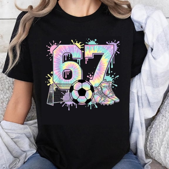 100% Cotton Tie Dye Soccer Numbers Goal Cleats T-Shirt