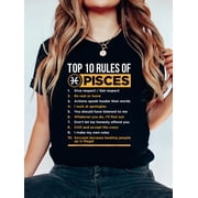 100% Cotton Top 10 Rules Pisces Facts Traits Horoscope Zodiac Sign T-Shirt Womens Graphic Tee Casual Tops