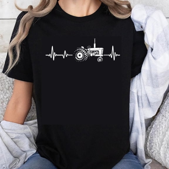 100% Cotton Tractor Heartbeat Farm Life Love Agricultural Machinery Design For Farmers And Rural Enthusiasts T-Shirt