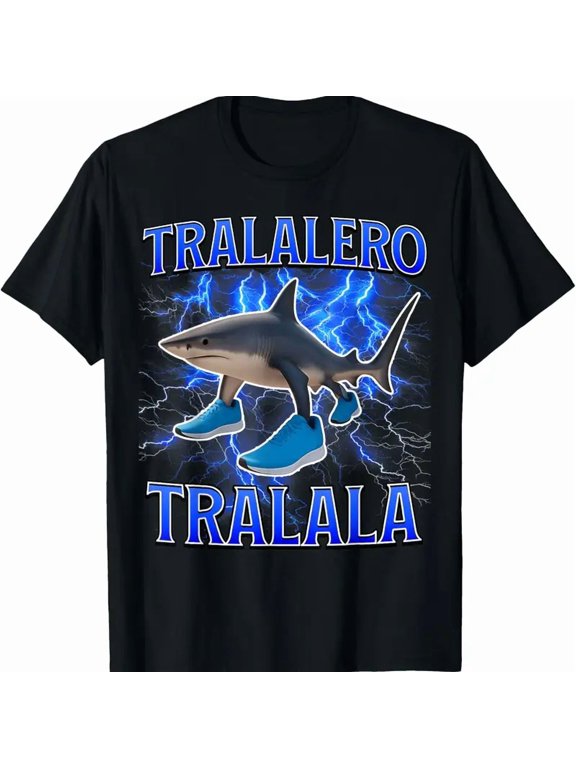 100% Cotton Tralalero Tralala Funny Shark Italian Brainrot Meme T-Shirt
