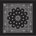 thumbnail image 1 of 100% Cotton True two-sidede print Rolled-hem edges 22"x22" Paisley Bandana Head Wrap, USA Black, 1 Piece, 1 of 8