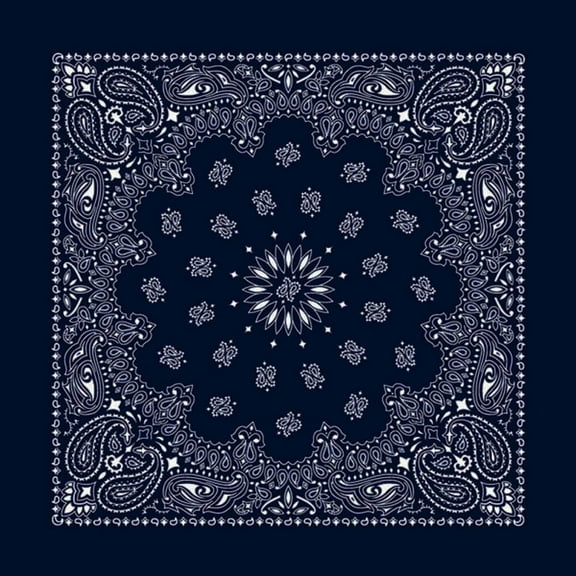 100% Cotton True two-sidede print Rolled-hem edges 22"x22" Paisley Bandana Head Wrap, USA Navy, 1 Piece