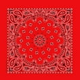 thumbnail image 1 of 100% Cotton True two-sidede print Rolled-hem edges 22"x22" Paisley Bandana Head Wrap, USA Red, 1 Piece, 1 of 8